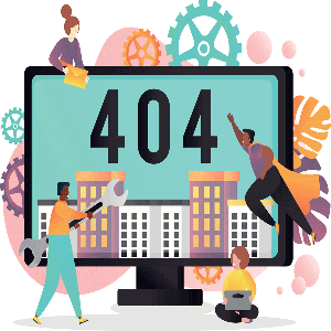 Computer mit der Aufschrift 404 und Personen die den Fehler versuchen zu bearbeiten (Quelle: @skypicsstudio - stock.adobe.com)